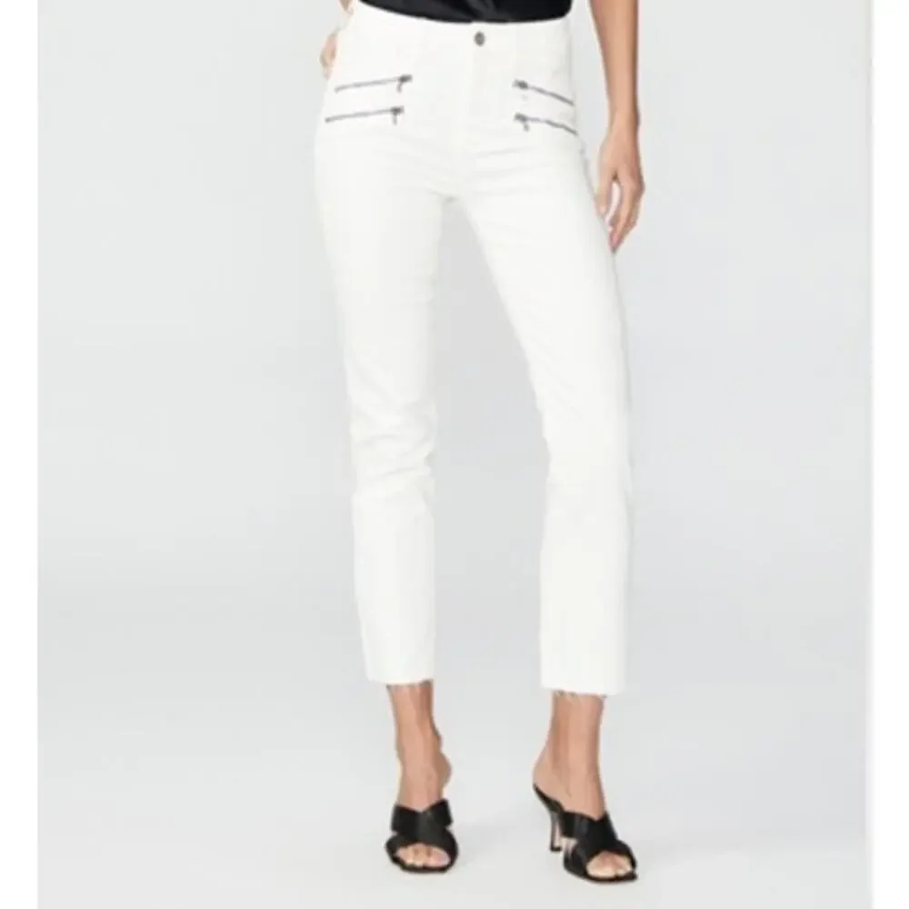 Paige Edgemont Jeans Womens‎ 27 (28x28 ACTUAL) High Rise White Denim Moto Skinny